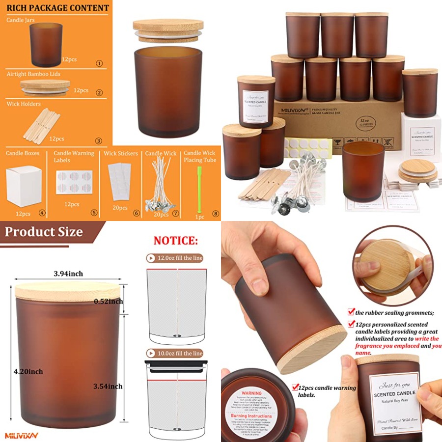 12 Pack 12 OZ Glass Candle Jar - Candle Supplies Jars บทวิจารณ์และราคา
